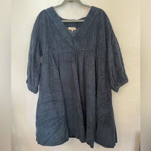 ByTimo Heavyweight Wide Wale Blue Corduroy Swing Dress Babydoll Large